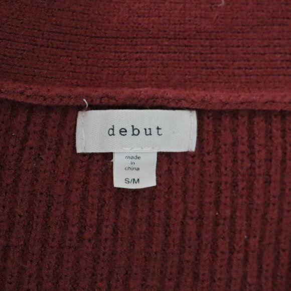 Debut Womens Sz S Red Open Front Light Knit Comfy Bell Sleeve Cardigan Sweater - Picture 8 of 10